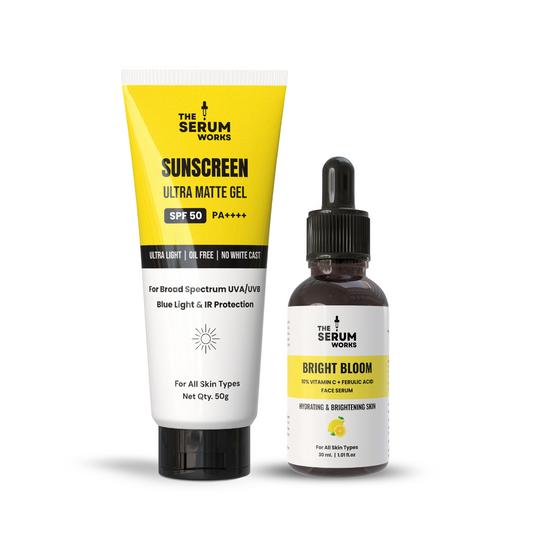 Skin Brightening Combo - Vitamin C Serum + Ultra Matte Gel Sunscreen